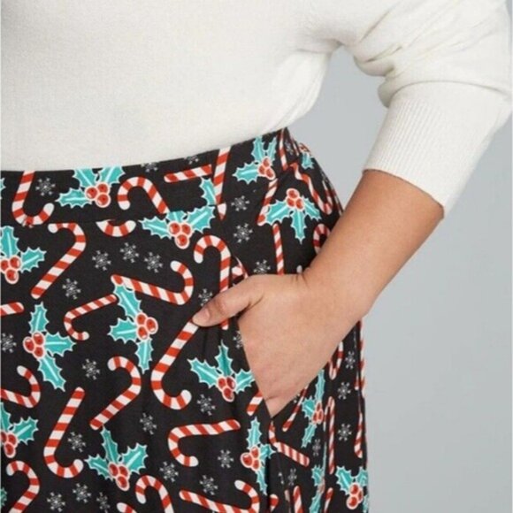 Modcloth Jersey Knit Candy Cane A-Line Skirt Festive Holiday XL New Office - Picture 8 of 8